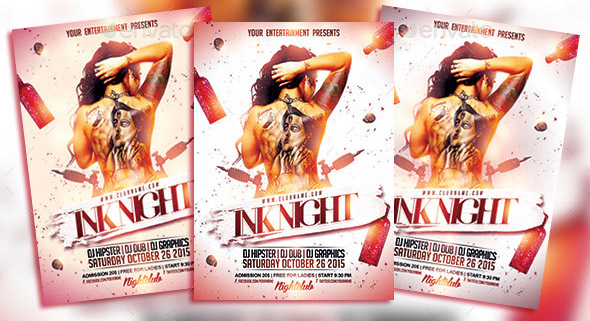Ink Tattoo Night PSD Flyer Template